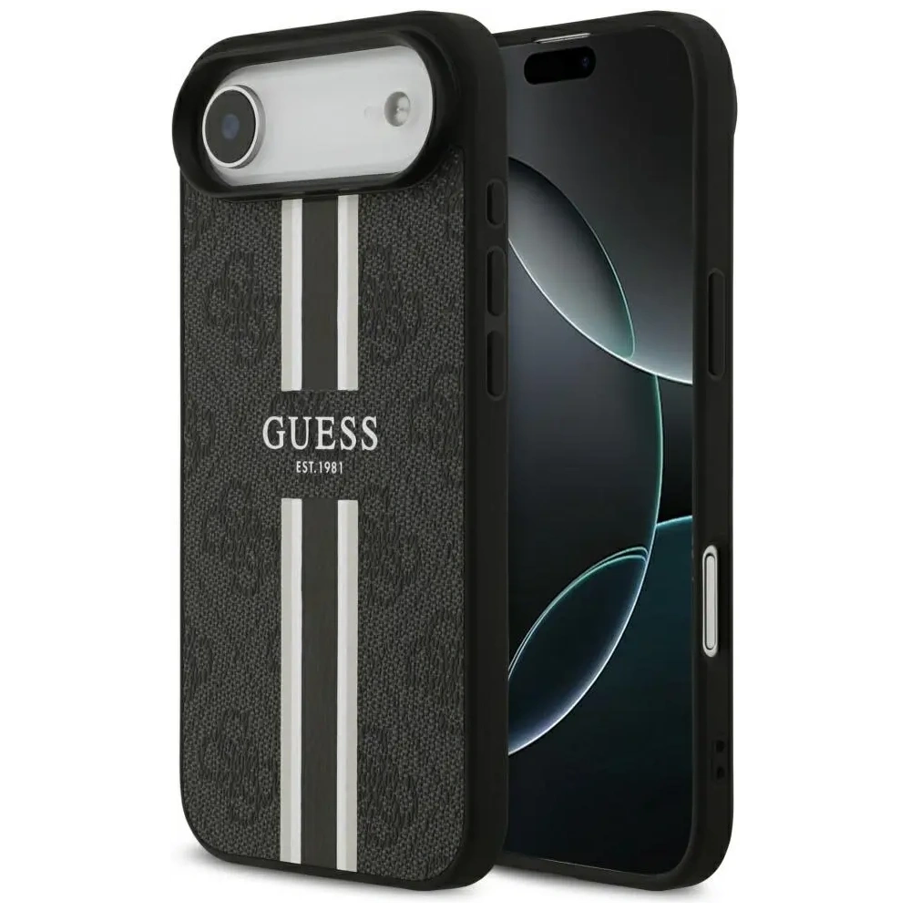 Etui Guess 4G Printed Stripes MagSafe do Apple iPhone 17 Air czarny