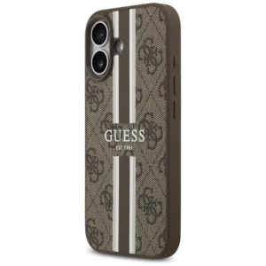 Etui Guess 4G Printed Stripes MagSafe do Apple iPhone 17 brązowy