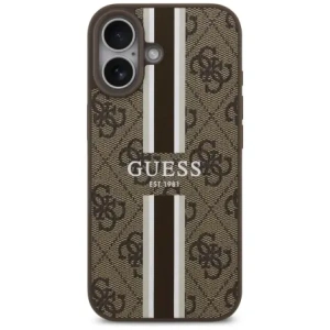Etui Guess 4G Printed Stripes MagSafe do Apple iPhone 17 brązowy