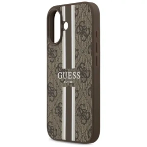 Etui Guess 4G Printed Stripes MagSafe do Apple iPhone 17 brązowy