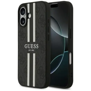 Etui Guess 4G Printed Stripes MagSafe do Apple iPhone 17 czarny
