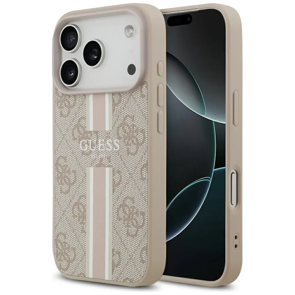 Etui Guess 4G Printed Stripes MagSafe do Apple iPhone 17 Pro różowy