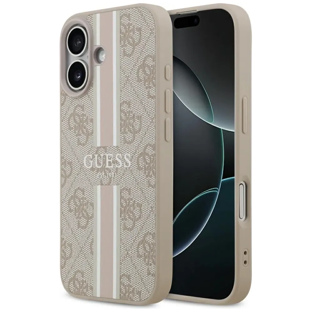 Etui Guess 4G Printed Stripes MagSafe do Apple iPhone 17 różowy