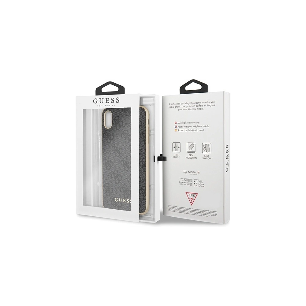 Hurtownia GSM - Etui Guess GUHCI65G4GG iPhone XS Max šedé/grey tvrdý kryt 4G Collection - GUE536GRY - {ean13} - Hurt