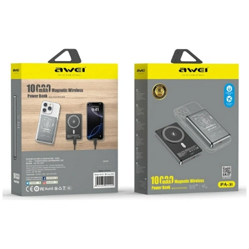 Powerbank AWEI PA-31 10000mAh 20W MagSafe szary