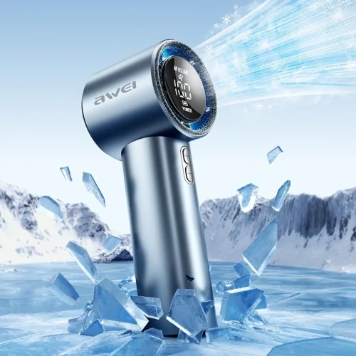 Wiatrak ręczny AWEI F38 MINI niebieski