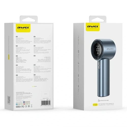 Wiatrak ręczny AWEI F38 MINI niebieski