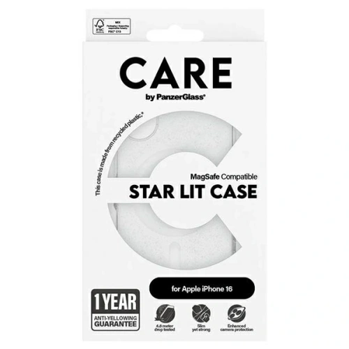 Etui CARE by PanzerGlass Flagship Star Lit Case MagSafe do Apple iPhone 16 biały