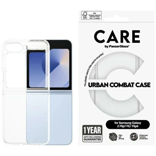 Etui CARE by PanzerGlass Flagship Urban Combat do Samsung Galaxy Z Flip7 FE / Flip6 przezroczysty