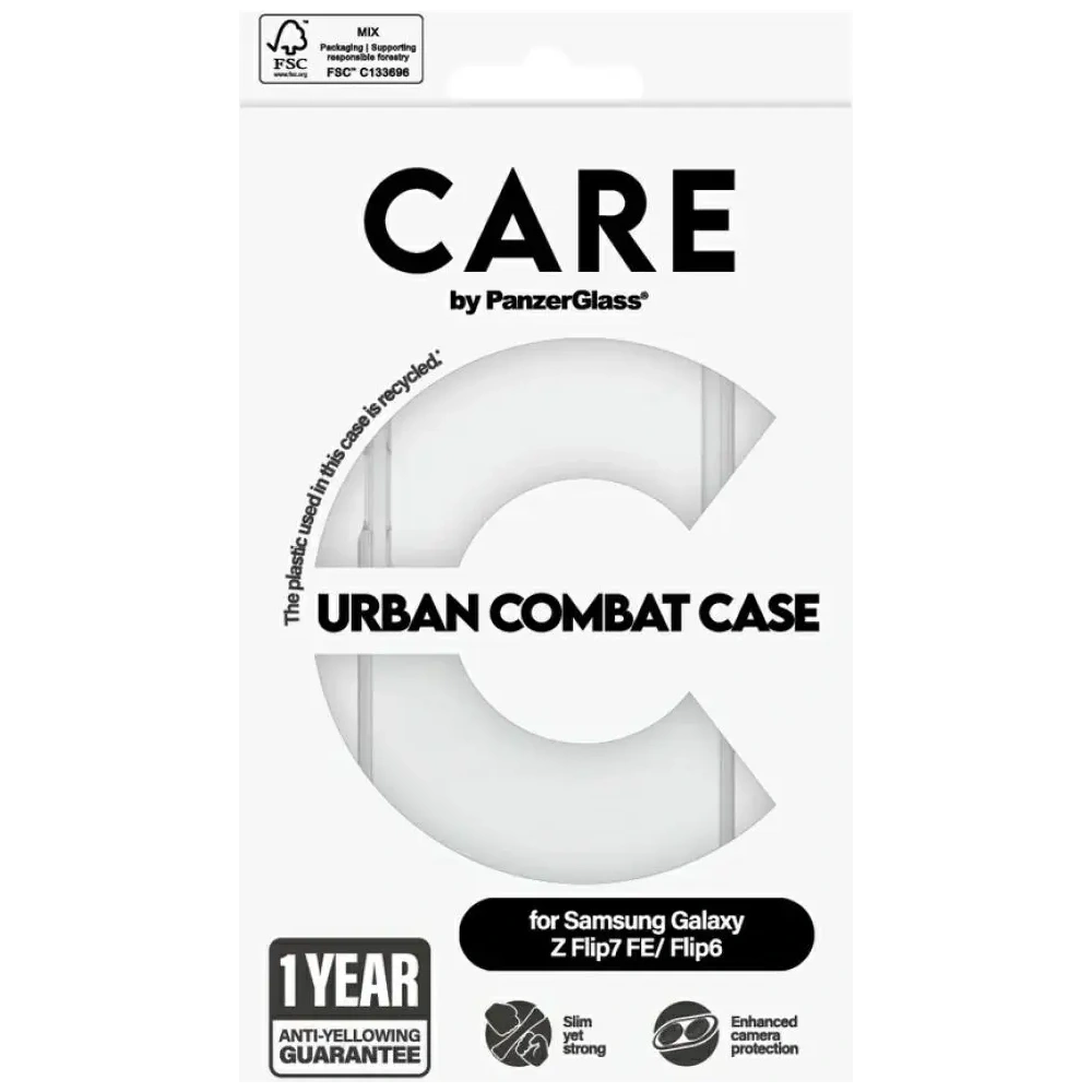 Etui CARE by PanzerGlass Flagship Urban Combat do Samsung Galaxy Z Flip7 FE / Flip6 przezroczysty