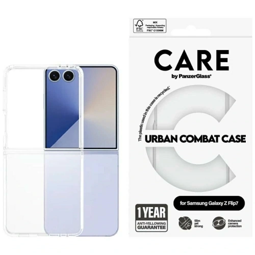 Etui CARE by PanzerGlass Flagship Urban Combat do Samsung Galaxy Z Flip7 przezroczysty