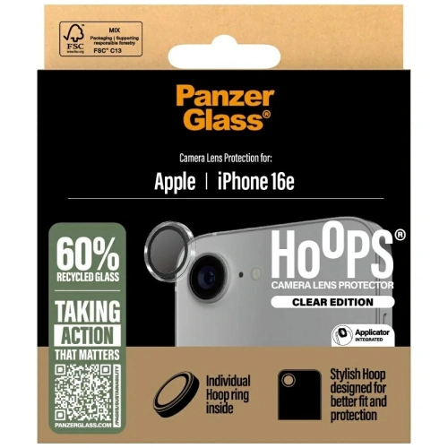 Szkło hartowane na obiektyw PanzerGlass Hoops Lens Protector do Apple iPhone 16e przezroczysty