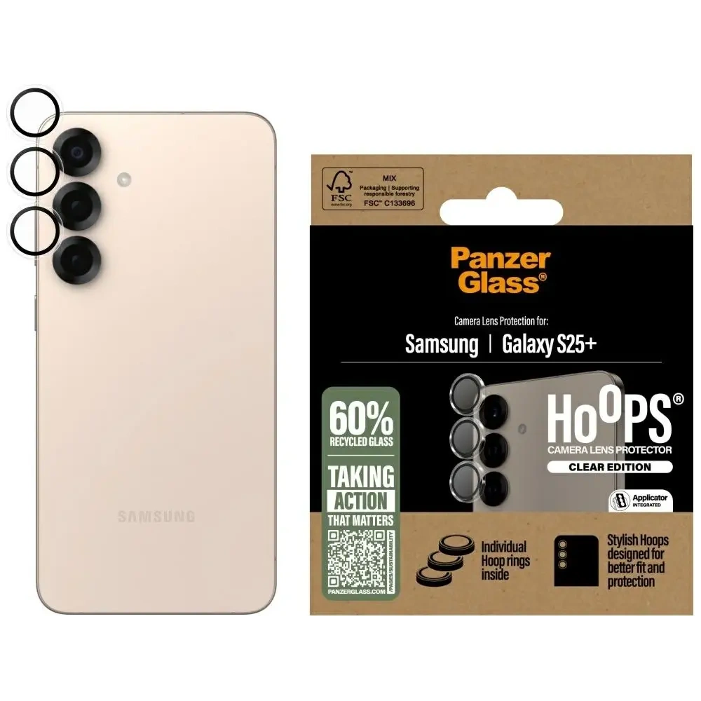 Szkło hartowane na obiektyw PanzerGlass Hoops Lens Protector do Samsung Galaxy S25+ Plus przezroczysty