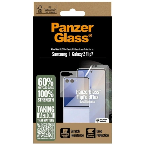 Zestaw ochronny 2w1 PanzerGlass FlipFoldFlex szkło Classic Fit + folia Ultra-Wide Fit TPU do Samsung Galaxy Flip7