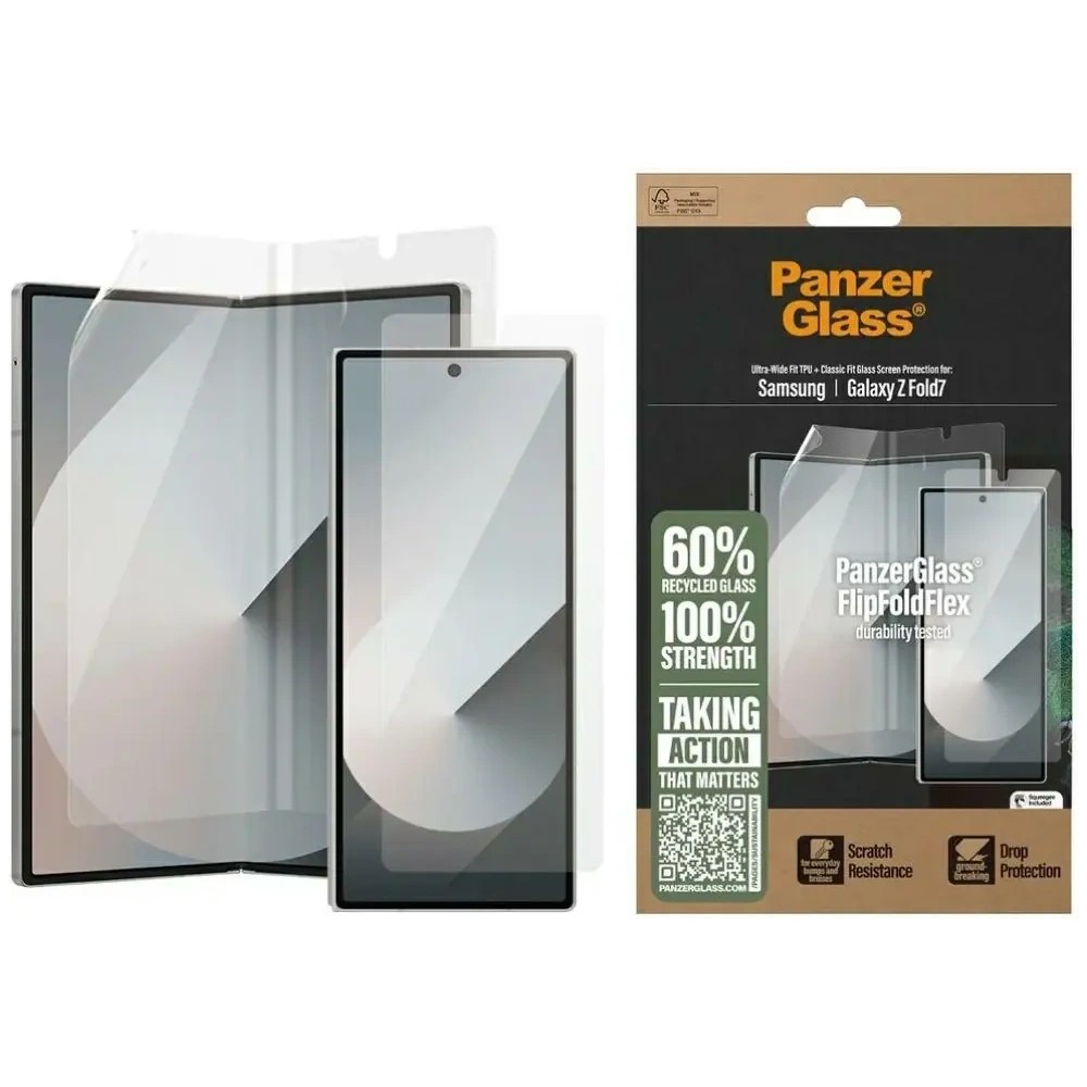 Zestaw ochronny 2w1 PanzerGlass FlipFoldFlex szkło Classic Fit + folia Ultra-Wide Fit TPU do Samsung Galaxy Fold7
