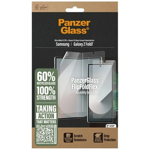 Zestaw ochronny 2w1 PanzerGlass FlipFoldFlex szkło Classic Fit + folia Ultra-Wide Fit TPU do Samsung Galaxy Fold7
