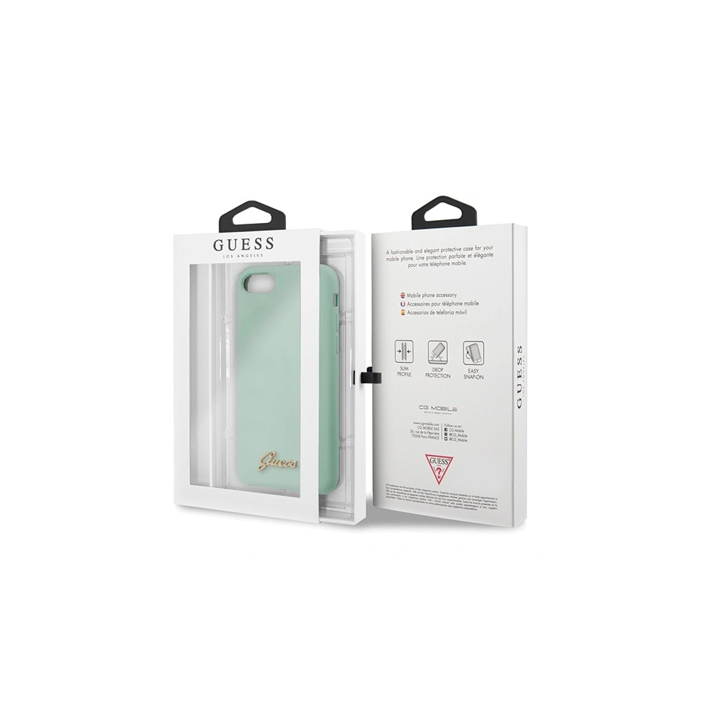 Hurtownia GSM - Etui Guess GUHCI8LSLMGGR Apple iPhone SE 2022/SE 2020/8/7 zelené/green tvrdé pouzdro silikonové Vintage Gold Logo - GUE540GRN - {ean13} - Hurt