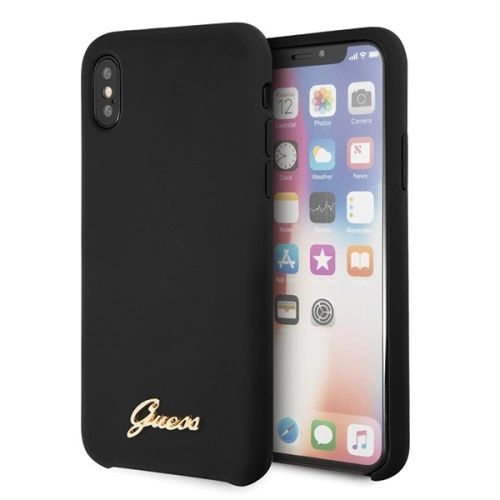 Etui Guess GUHCPXLSLMGBK Apple iPhone X/XS black/czarny hard case Silicone Vintage Gold Logo