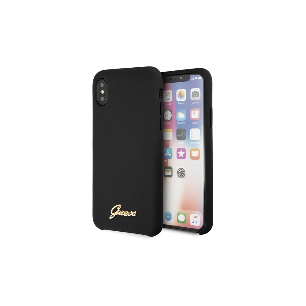 Hurtownia GSM - Etui Guess GUHCPXLSLMGBK Apple iPhone X/XS schwarz/czarny Hartschale Silikon Vintage Gold Logo - GUE544BLK - {ean13} - Hurt