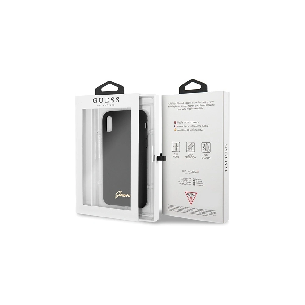 Hurtownia GSM - Etui Guess GUHCPXLSLMGBK Apple iPhone X/XS schwarz/czarny Hartschale Silikon Vintage Gold Logo - GUE544BLK - {ean13} - Hurt