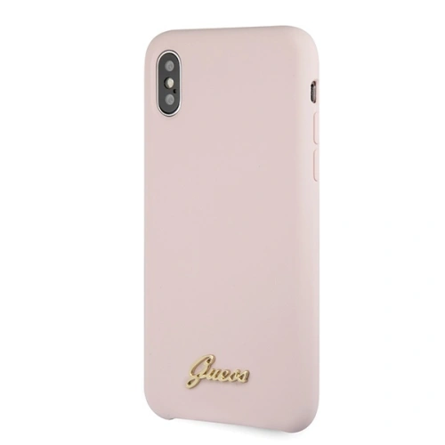 Etui Guess GUHCPXLSLMGLP Apple iPhone X/XS jasnoróżowy/light pink hard case Silicone Vintage Gold Logo