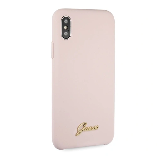 Etui Guess GUHCPXLSLMGLP Apple iPhone X/XS jasnoróżowy/light pink hard case Silicone Vintage Gold Logo