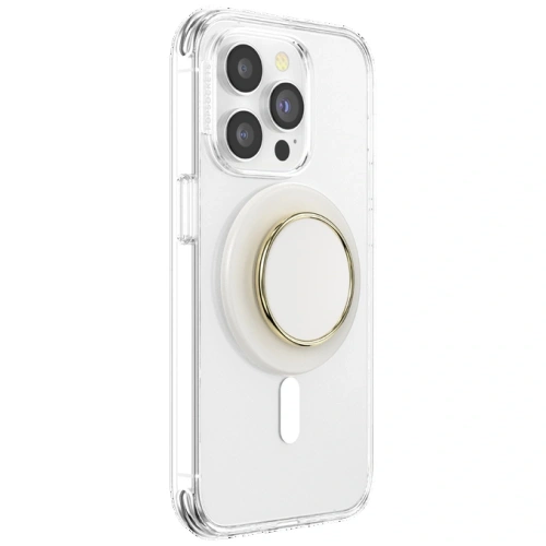 Uchwyt do telefonu POPSOCKETS Round Luxe Coconut Creme Enamel MagSafe beżowy