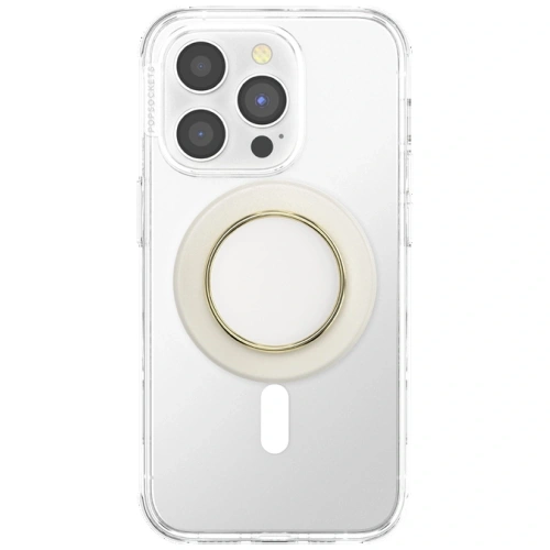 Uchwyt do telefonu POPSOCKETS Round Luxe Coconut Creme Enamel MagSafe beżowy