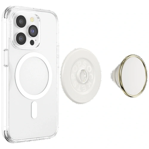 Uchwyt do telefonu POPSOCKETS Round Luxe Coconut Creme Enamel MagSafe beżowy