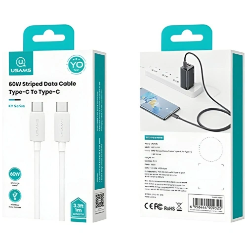 Kabel USAMS KY Series US-SJ696 60W USB-C / USB-C 2m biały