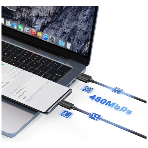 Kabel USAMS KY Series US-SJ698 3A USB-A / USB-C 3m czarny