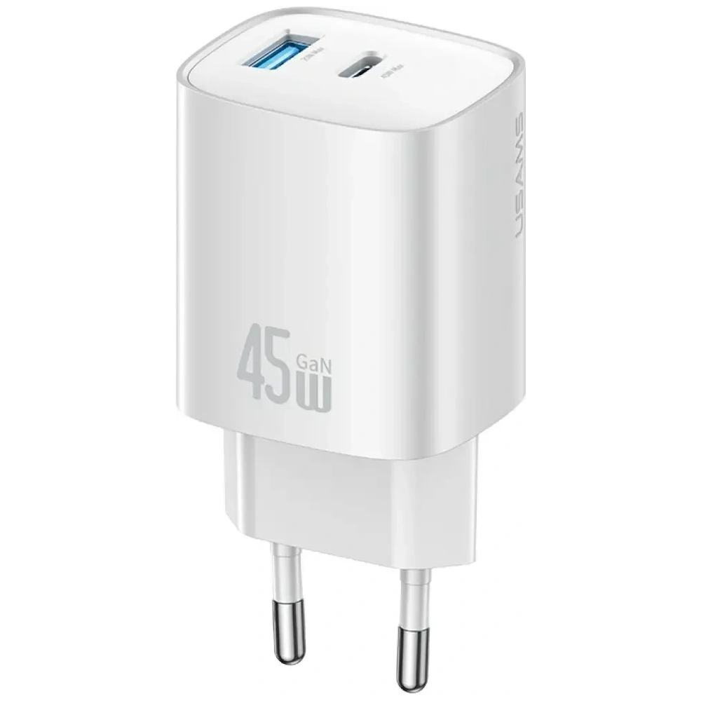 Ładowarka sieciowa USAMS CC290 T66 45W GaN USB-A, USB-C srebrny