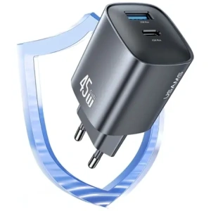Ładowarka sieciowa USAMS CC290 T66 45W GaN USB-A, USB-C srebrny