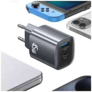 Ładowarka sieciowa USAMS CC290 T66 45W GaN USB-A, USB-C tarnish
