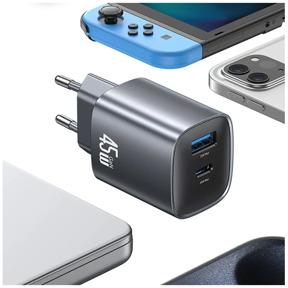 Ładowarka sieciowa USAMS CC290 T66 45W GaN USB-A, USB-C tarnish