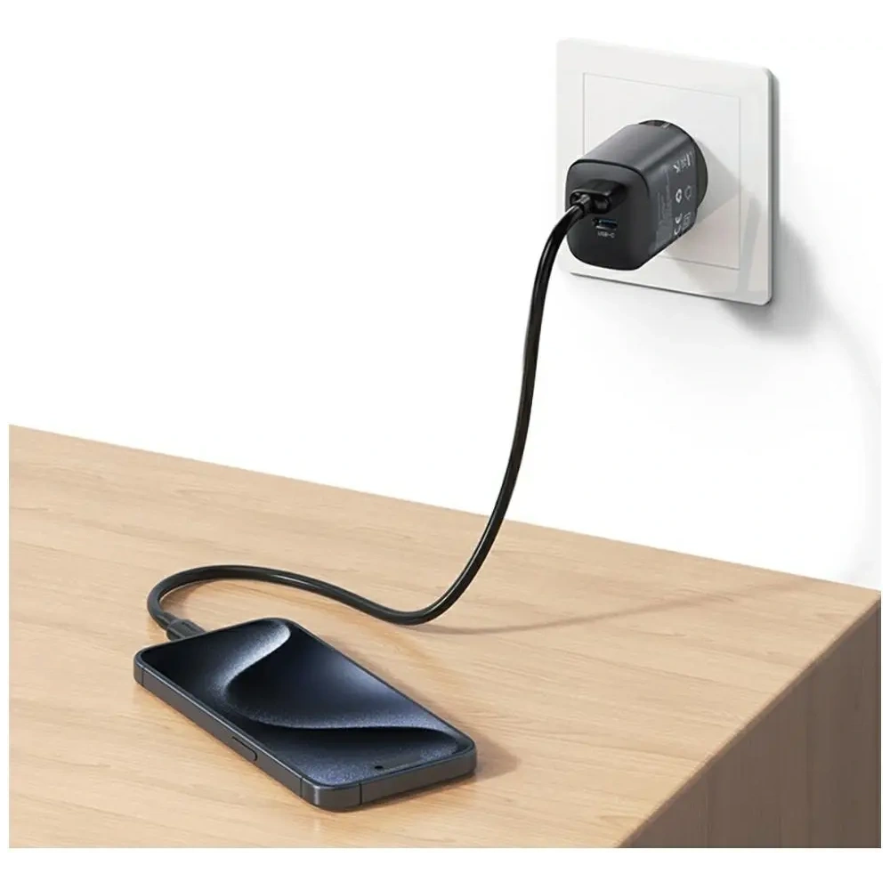 Ładowarka sieciowa USAMS CC290 T66 45W GaN USB-A, USB-C tarnish