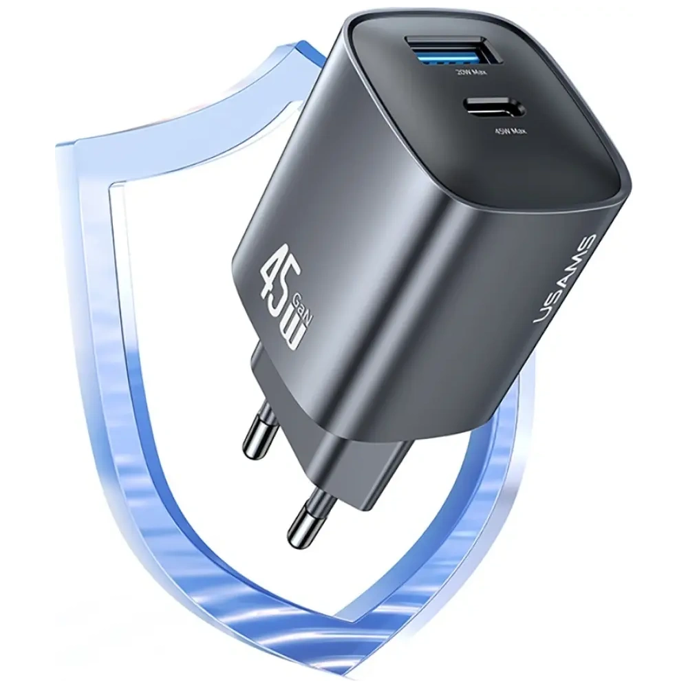 Ładowarka sieciowa USAMS CC290 T66 45W GaN USB-A, USB-C tarnish