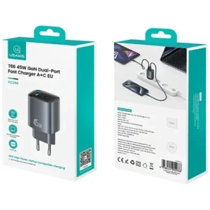 Ładowarka sieciowa USAMS CC290 T66 45W GaN USB-A, USB-C tarnish