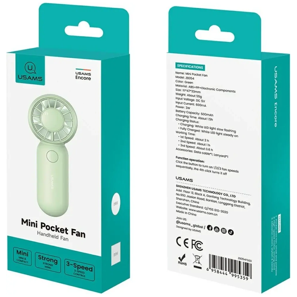 Wiatrak ręczny USAMS Mini Pocket ZB354 fioletowy