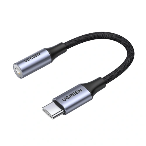 Adapter audio UGREEN AV161 USB-C (męski) / mini jack 3,5 mm (żeński) 10cm szary