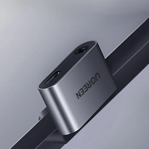 Adapter UGREEN CM193 50596 audio dwuportowy USB-C (męski) - mini jack 3.5mm / USB-C (żeński) szary