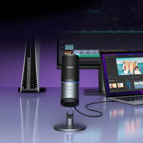 Mikrofon na biurko UGREEN CM769 USB-A RGB LED srebrny