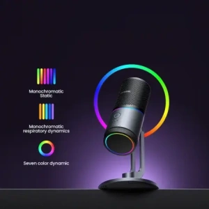 Mikrofon na biurko UGREEN CM769 USB-A RGB LED srebrny