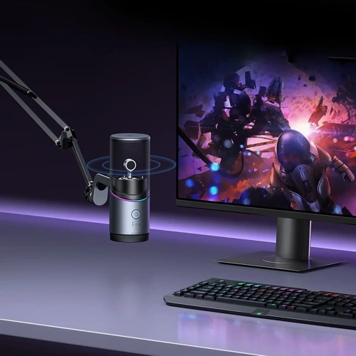 Mikrofon na biurko UGREEN CM769 USB-A RGB LED srebrny