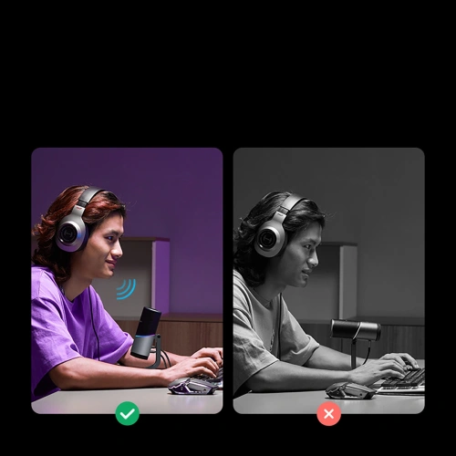 Mikrofon na biurko UGREEN CM769 USB-A RGB LED srebrny