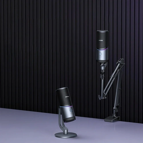 Mikrofon na biurko UGREEN CM769 USB-A RGB LED srebrny