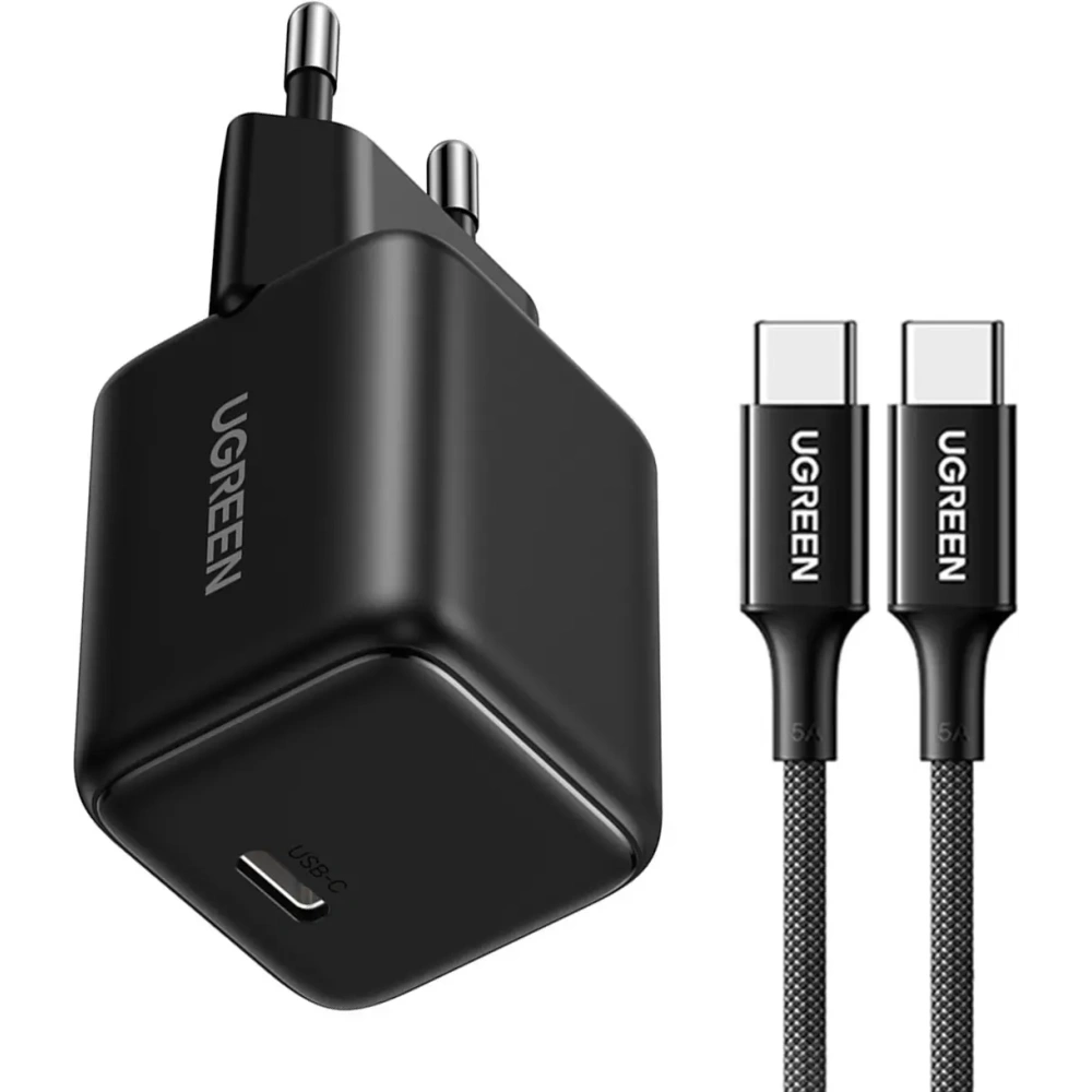 Ładowarka sieciowa UGREEN X513 30W GaN USB-C + kabel USB-C 1m czarna