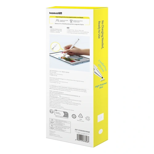 Rysik Baseus Smooth Writing III 3w1 stylus pasywny wersja niemagnetyczna biały