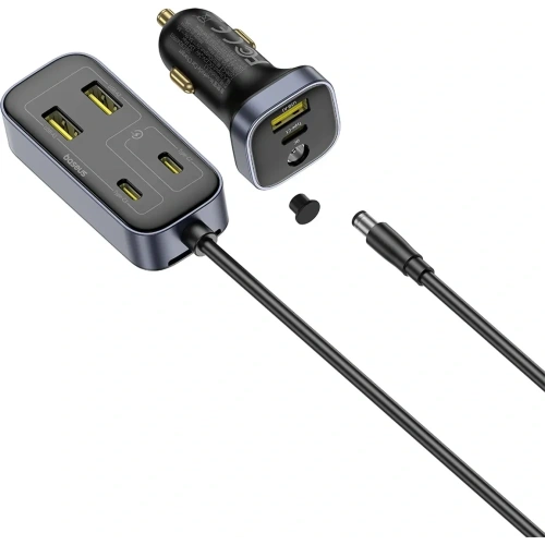 Ładowarka samochodowa Baseus BackseatPal L1 110W 3xUSB-A, 3xUSB-C z przedłużaczem 1.5m czarna