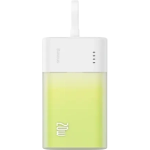 Powerbank Baseus Popsicle 5200mAh 20W z wbudowanym kablem Lightning + kabel Baseus Simple USB-C / USB-C 60W/20V/3A/30cm biało-zielony
